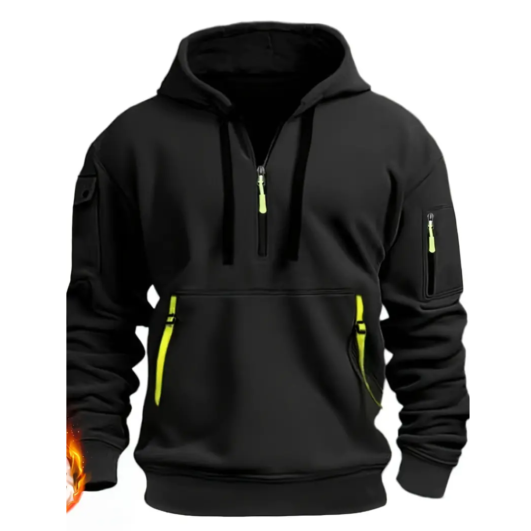 Max - Warme Hoodie met Halve Rits voor Heren