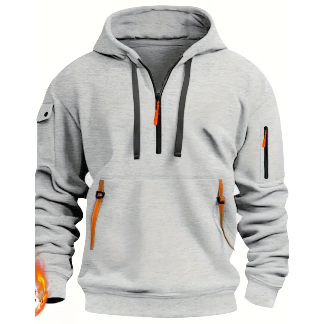 Max - Warme Hoodie met Halve Rits voor Heren