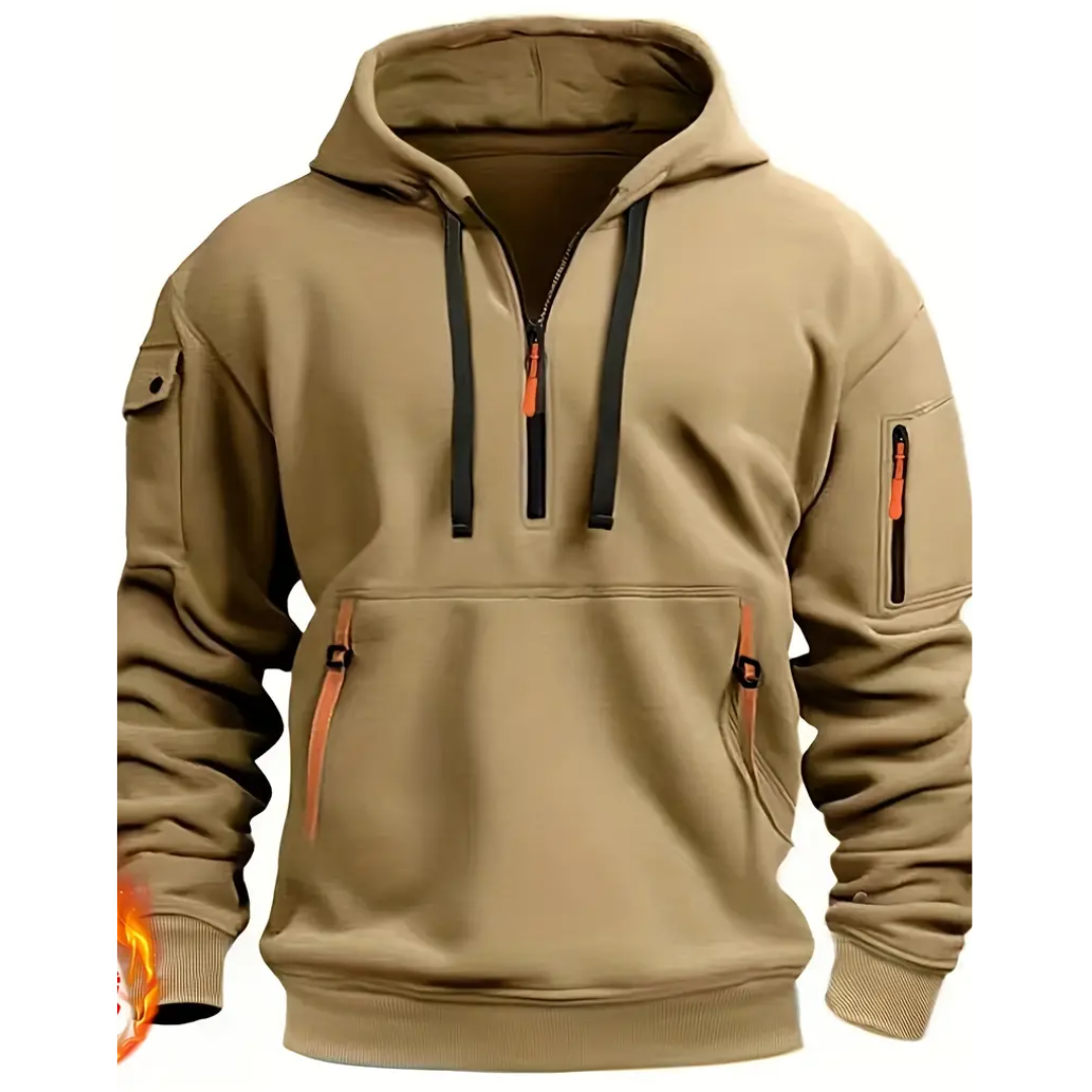 Max - Warme Hoodie met Halve Rits voor Heren