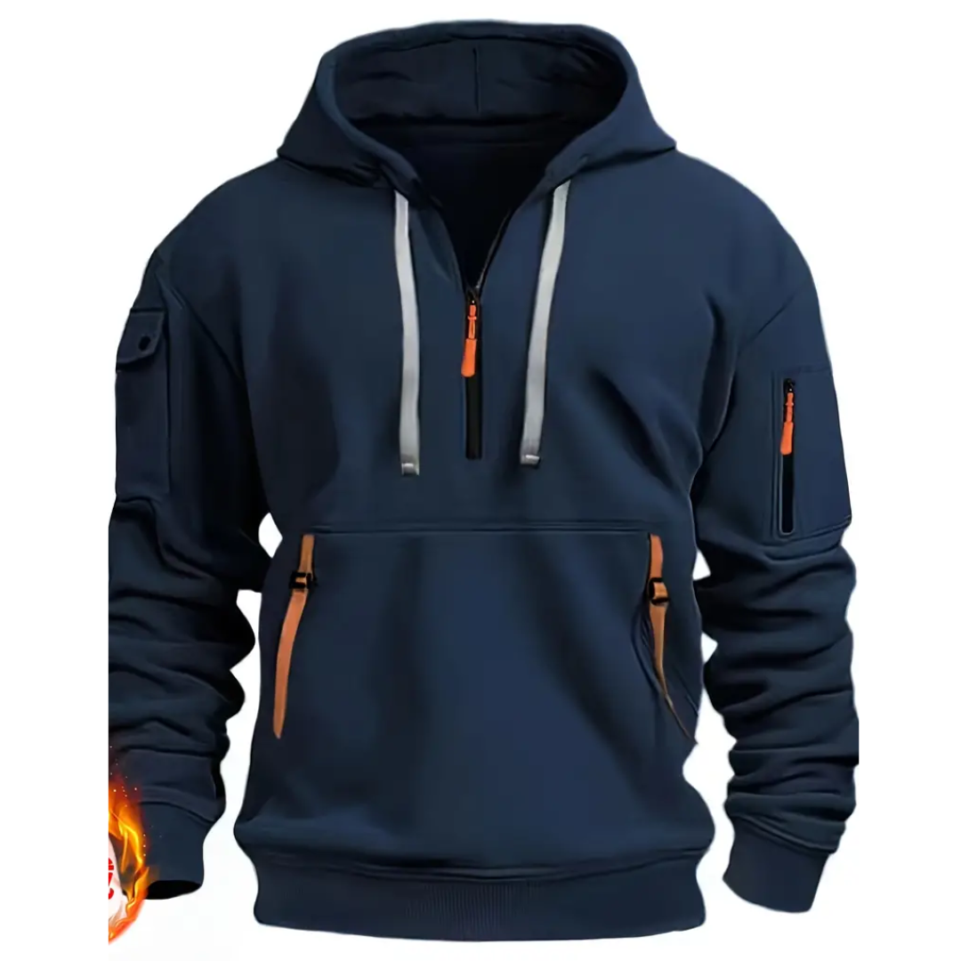 Max - Warme Hoodie met Halve Rits voor Heren