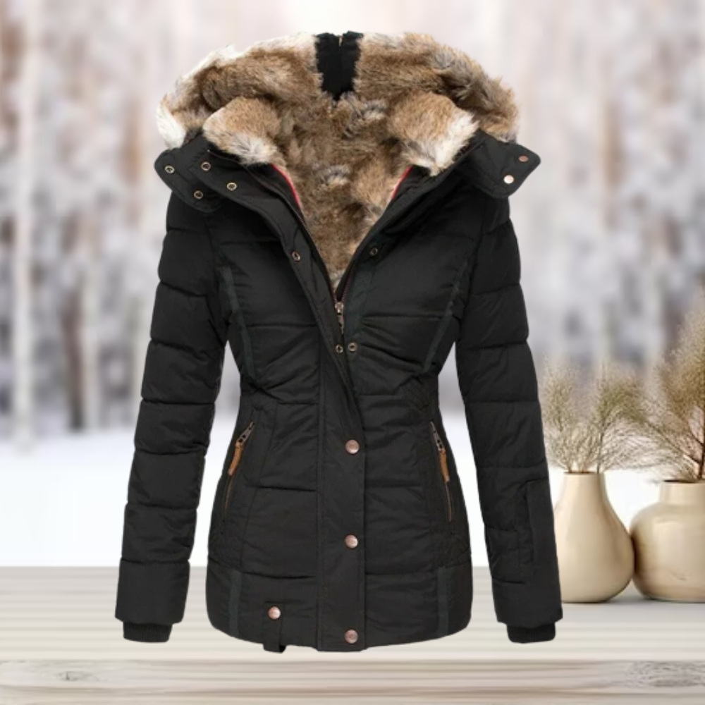 Camille | Warme winterjas dames met imitatiebont