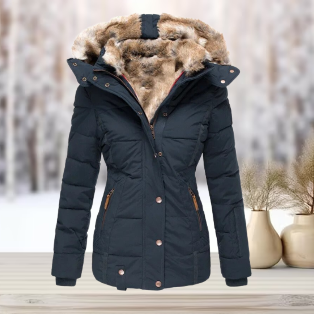 Camille | Warme winterjas dames met imitatiebont