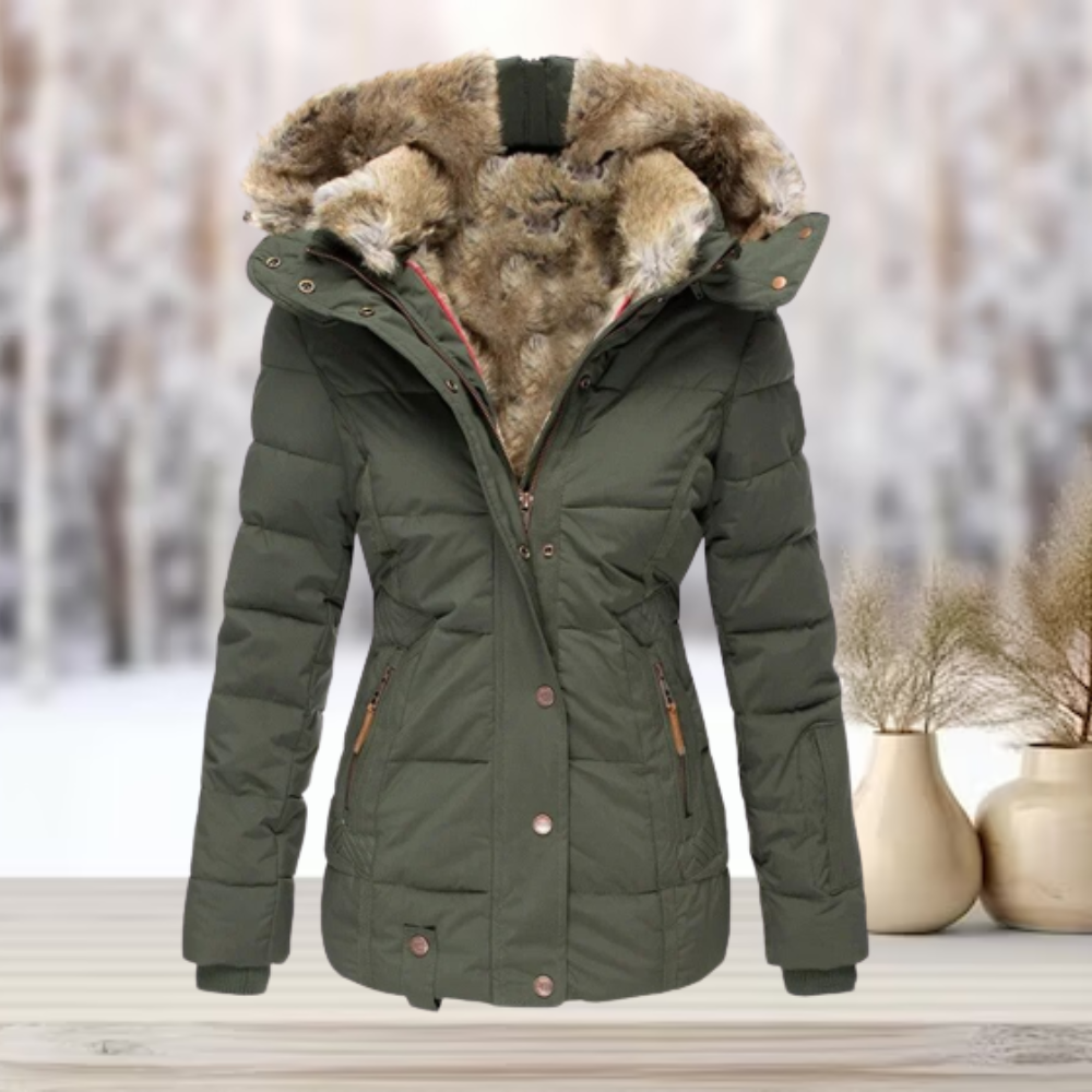 Camille | Warme winterjas dames met imitatiebont