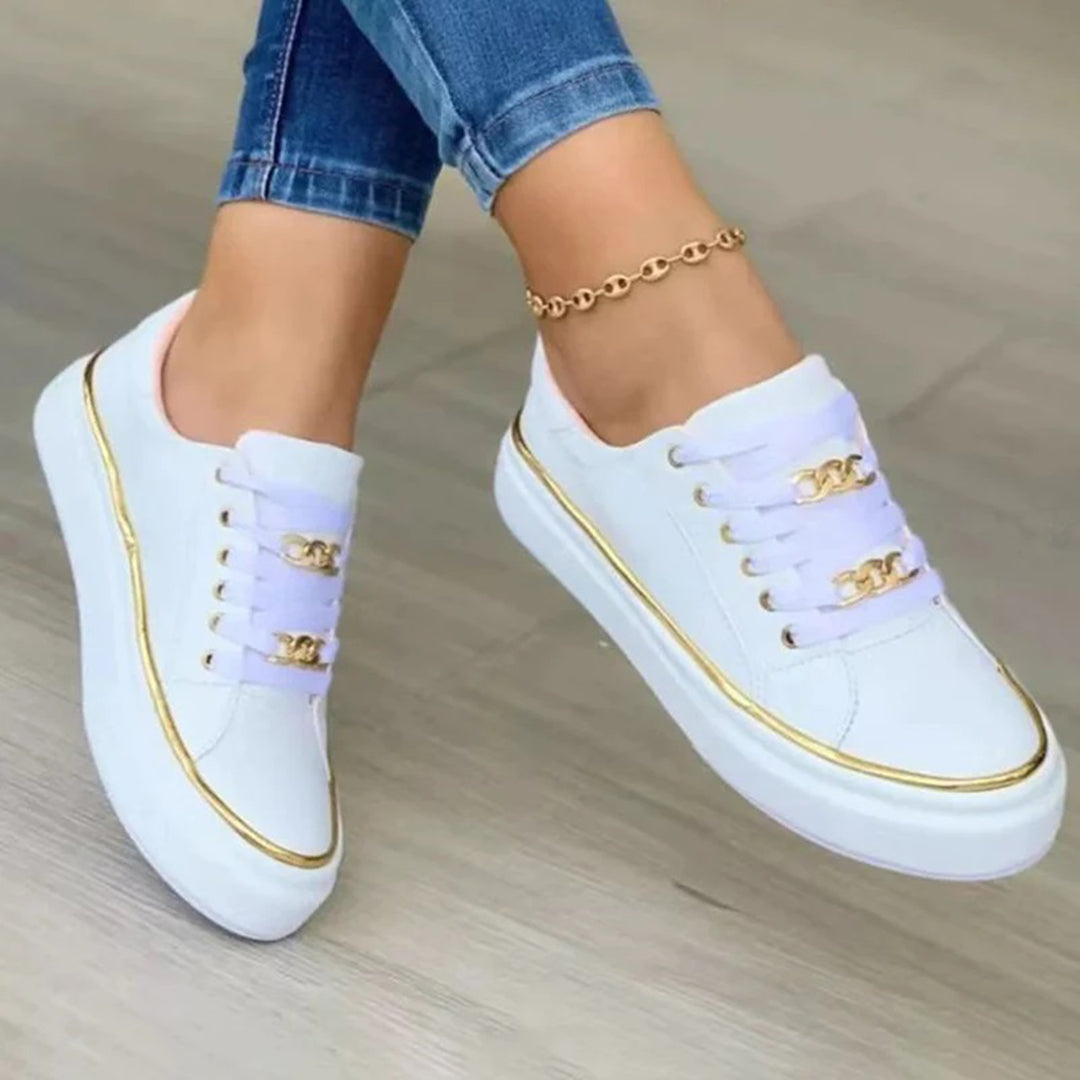 Federica | Elegante lichtgewicht PU leer herfst sneakers voor dames met gouden accenten