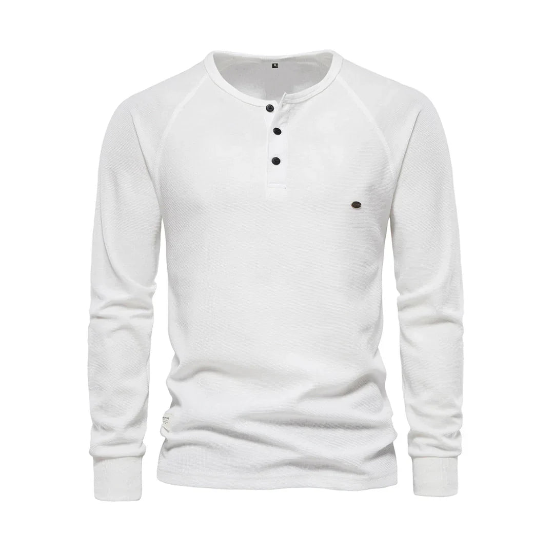 Emiliano | Lichtgewicht ademende katoenen shirt voor heren met casual knoophals