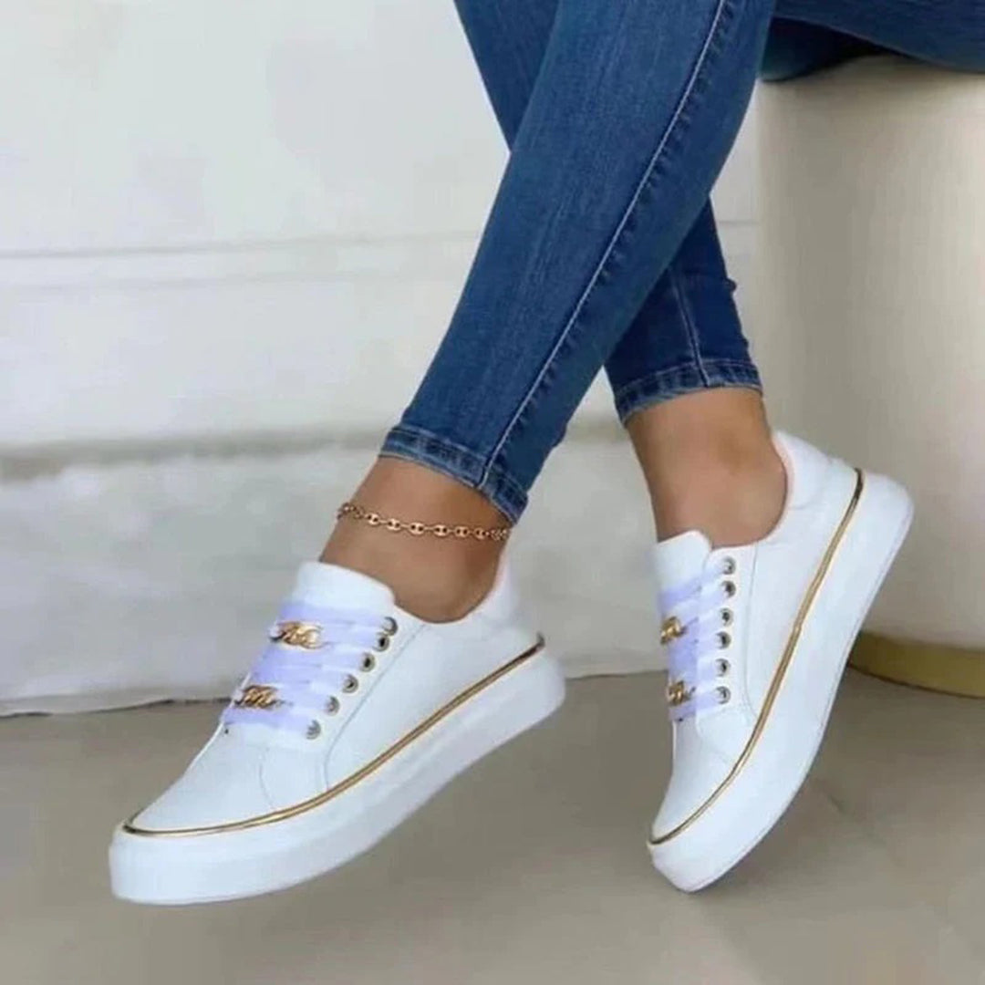 Federica | Elegante lichtgewicht PU leer herfst sneakers voor dames met gouden accenten