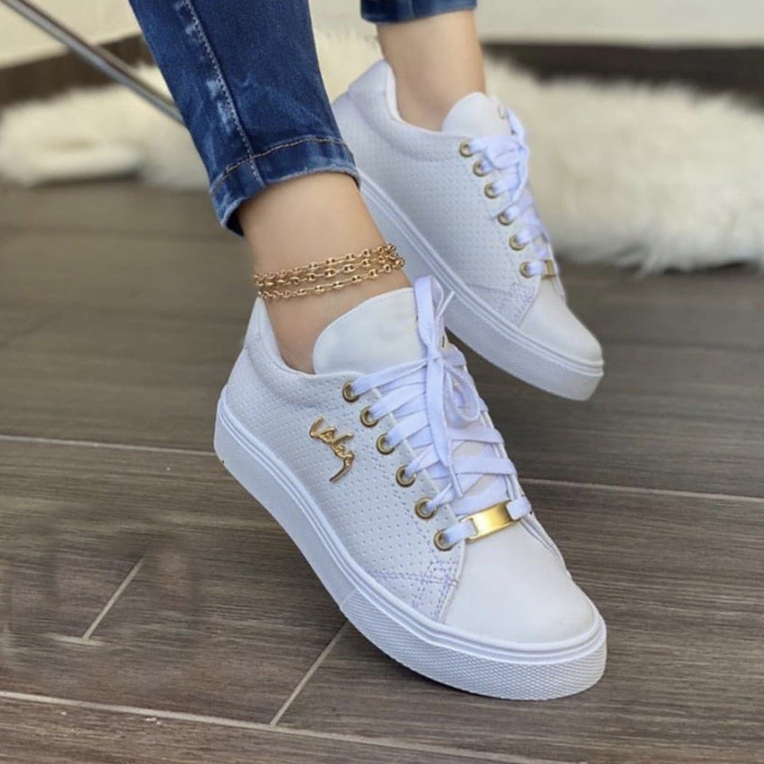 Estrella | Ademend lichtgewicht leer herfst sneakers voor dames met sportieve plateauzool