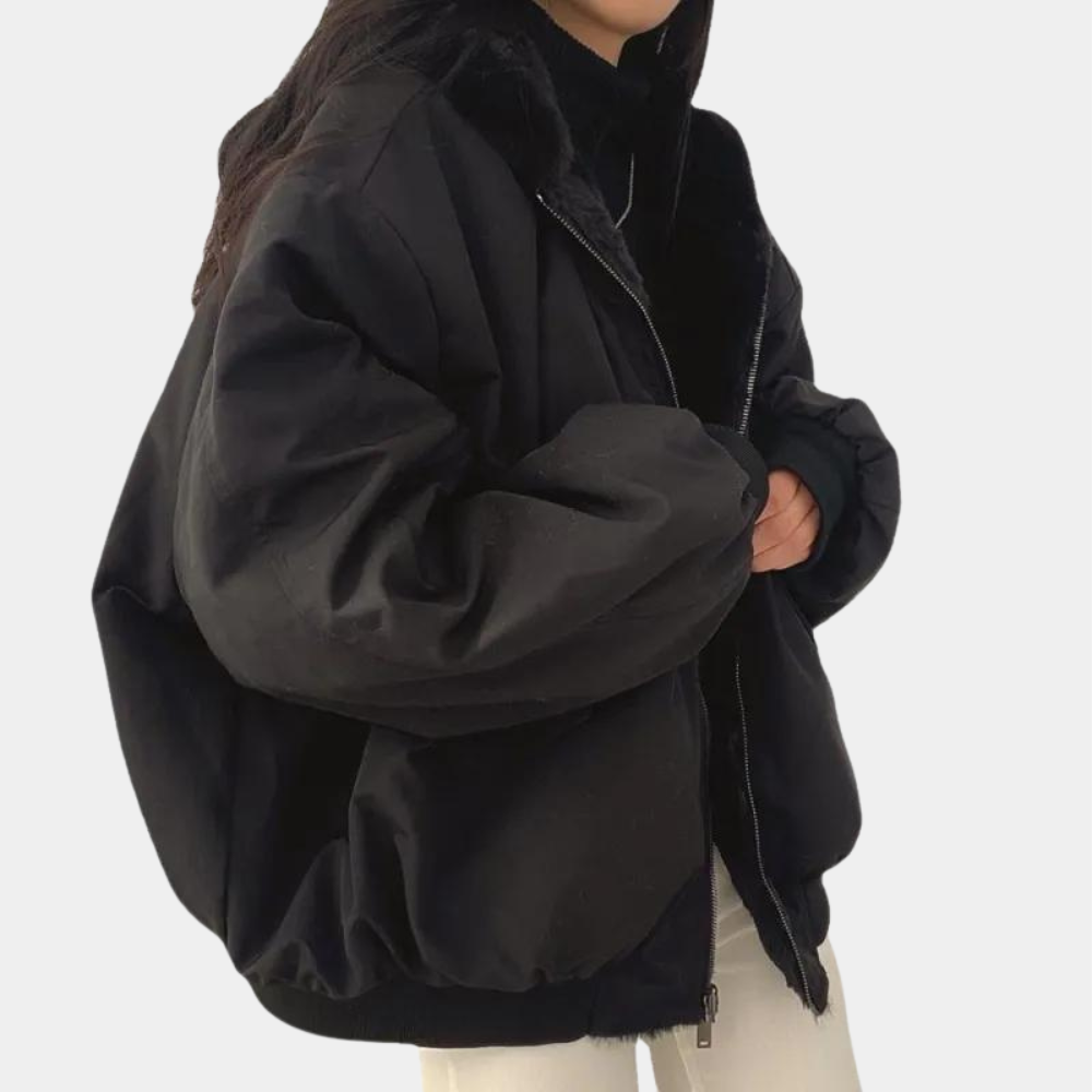 Noor | Warme korte winterjas voor dames met capuchon en zachte voering