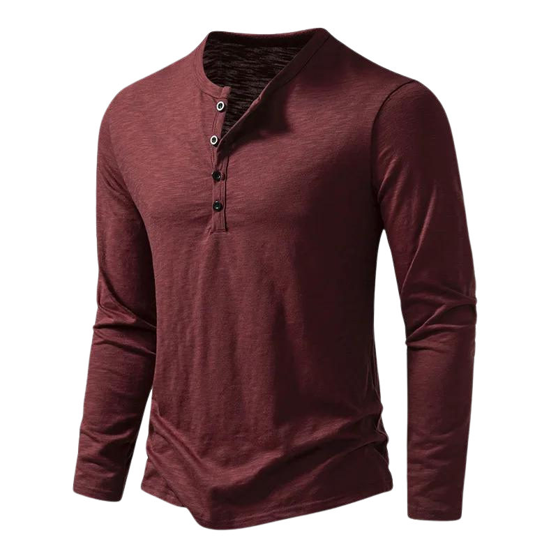 Milan | Zacht ademend shirt met lange mouwen voor heren van premium materiaal met stijlvolle knoopsluiting