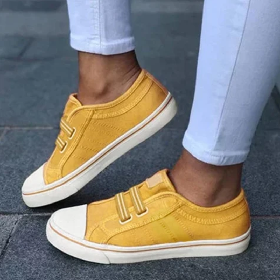 Audrey | Lichtgewicht ademend canvas herfst slip-on sneakers voor dames met comfortabele antislipzool