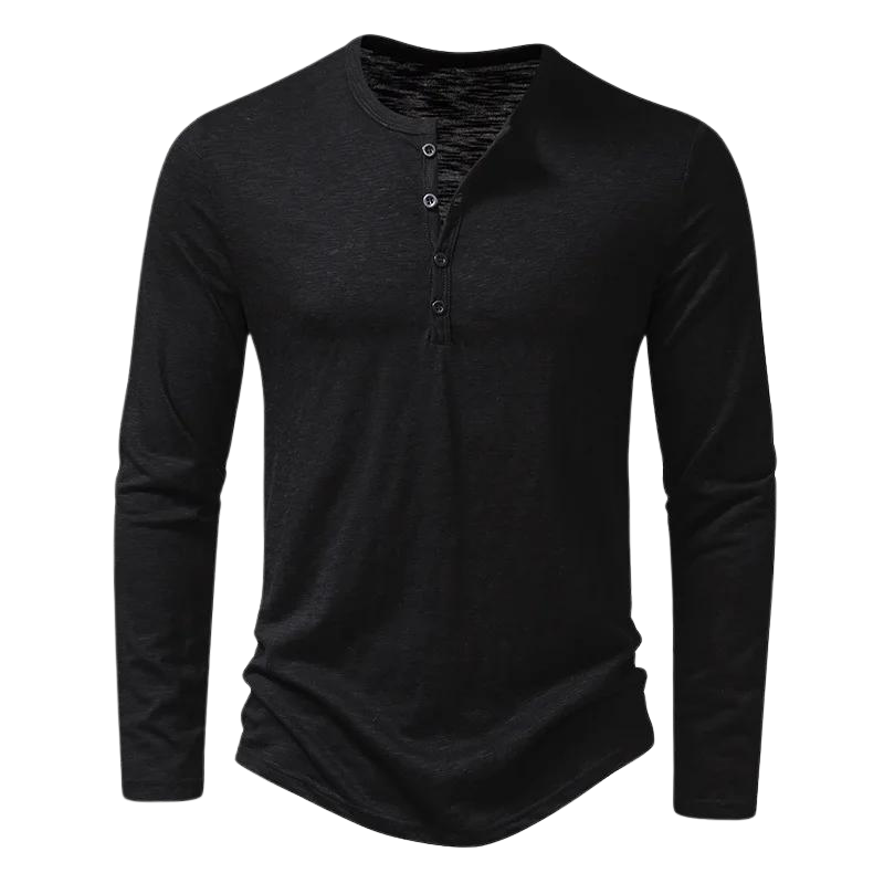 Milan | Zacht ademend shirt met lange mouwen voor heren van premium materiaal met stijlvolle knoopsluiting