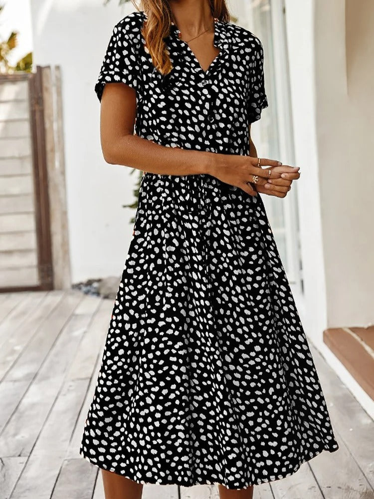 Zomerjurk met korte mouw en luchtige pasvorm – Elegant en comfortabel voor warme dagen