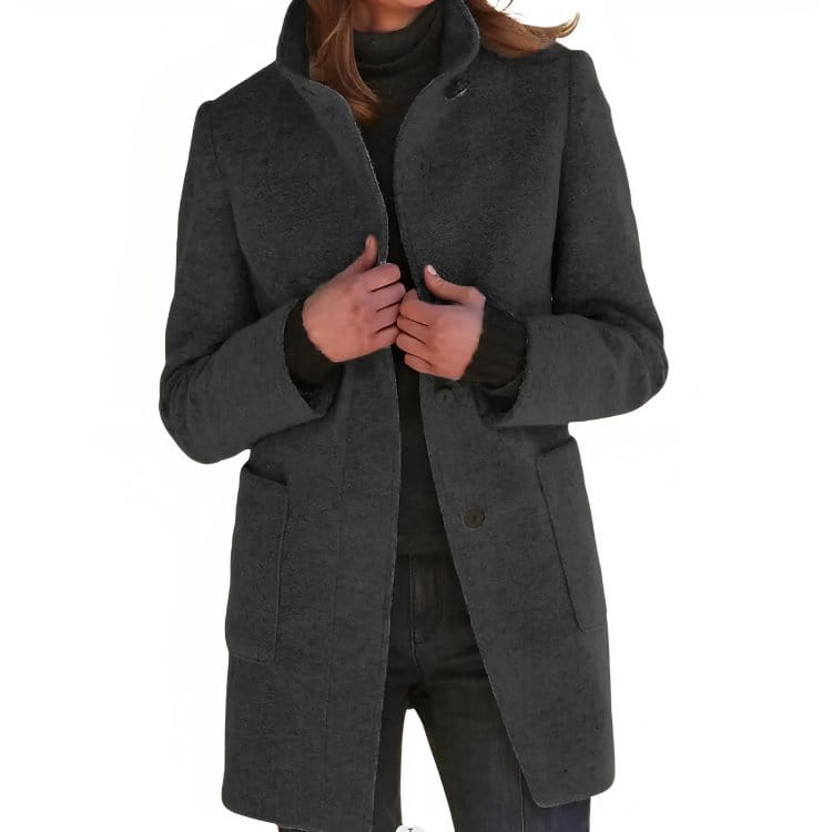 Clara | Warme ademende wolmix herfstmantel voor dames met getailleerd silhouet