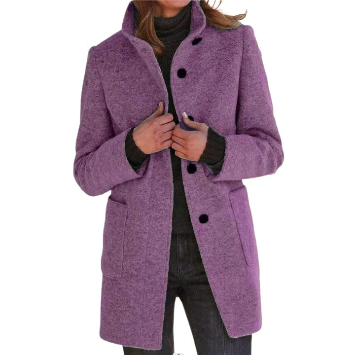 Clara | Warme ademende wolmix herfstmantel voor dames met getailleerd silhouet