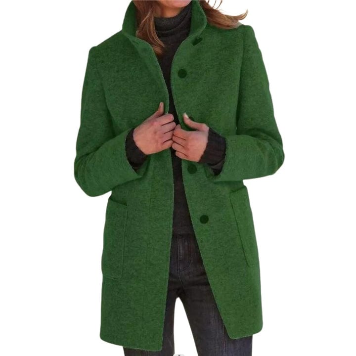 Clara | Warme ademende wolmix herfstmantel voor dames met getailleerd silhouet