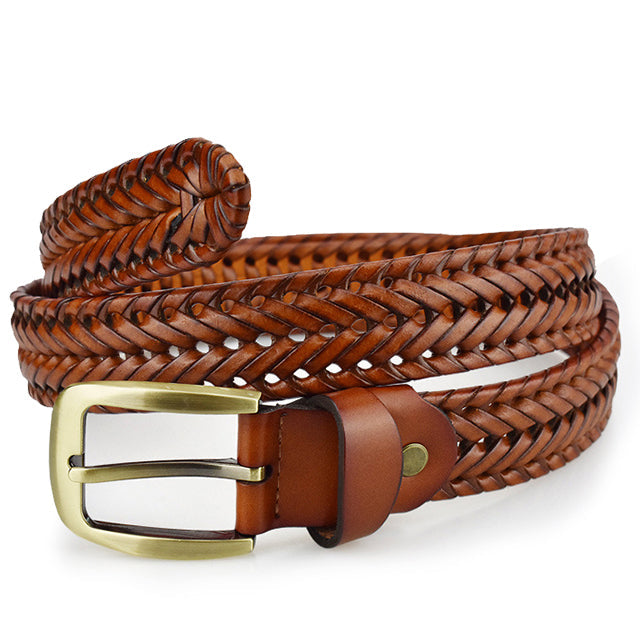 Jasper - Gevlochten Leren Riem met Klassiek Design