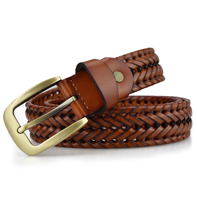 Jasper - Gevlochten Leren Riem met Klassiek Design