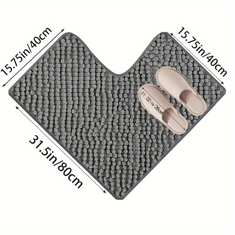 ByBad - Luxe L-vormige hoekdouchemat met pluche design - absorberend, antislip en wasbaar