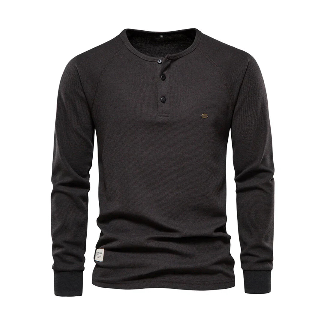 Emiliano | Lichtgewicht ademende katoenen shirt voor heren met casual knoophals