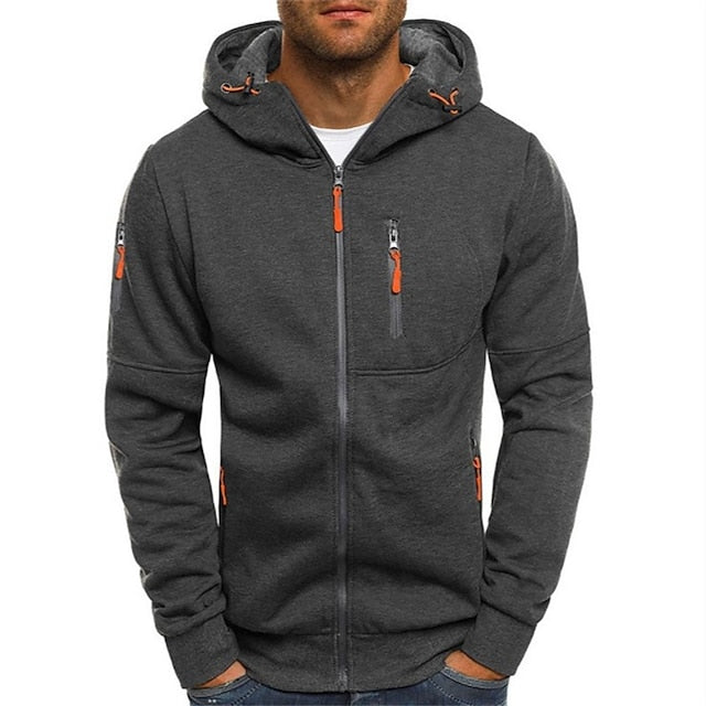 Mauro | Zachte duurzame katoenmix herfst hoodie voor heren met sportief ritsdesign