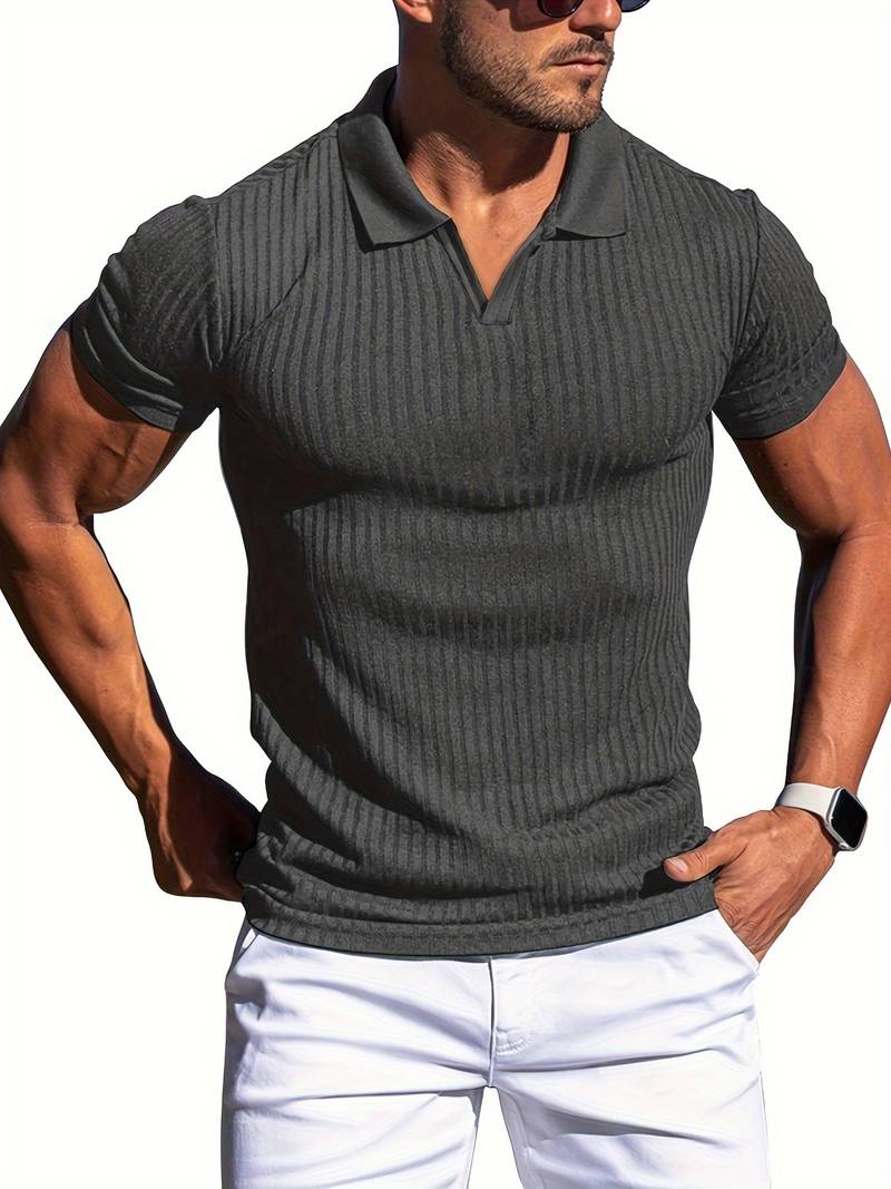 Alec - Ribbed Slimfit Polo met Moderne Pasvorm