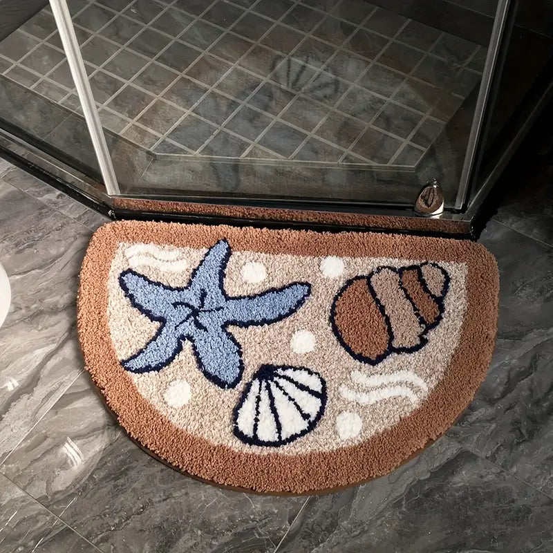 Handgetufte Badmat OceanCharm – Zeester- en Schelpmotieven