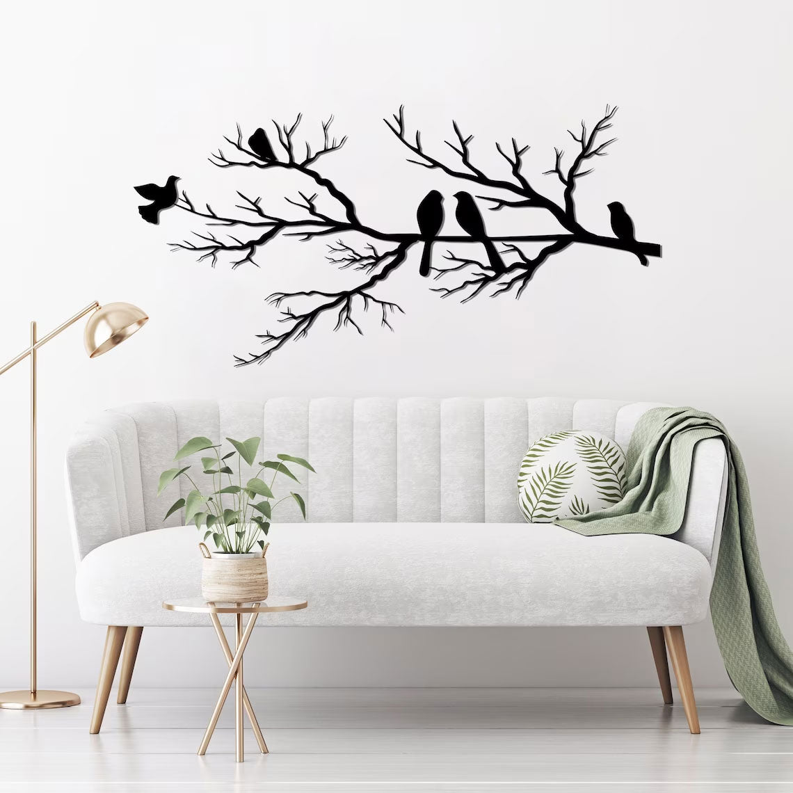 Metalen Wanddecoratie ElegantBird - Elegante Vogels op Tak - Kunst aan de Muur