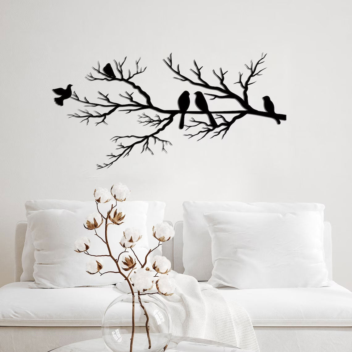 Metalen Wanddecoratie ElegantBird - Elegante Vogels op Tak - Kunst aan de Muur