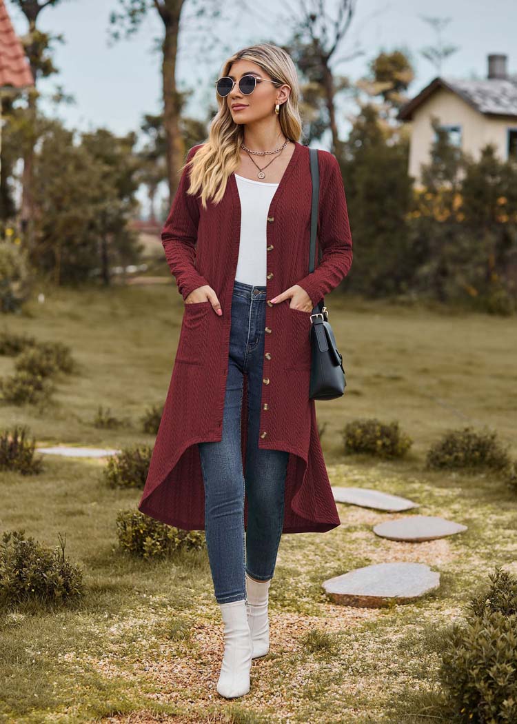 Tessa - Lange bordeaux cardigan