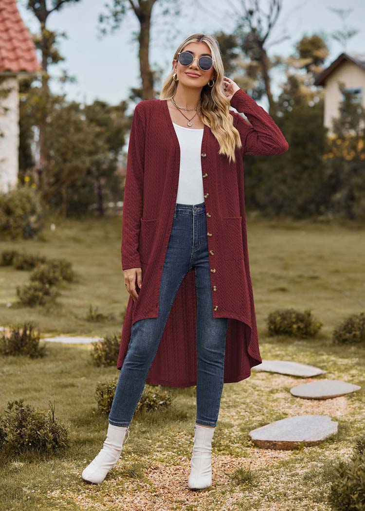 Tessa - Lange bordeaux cardigan