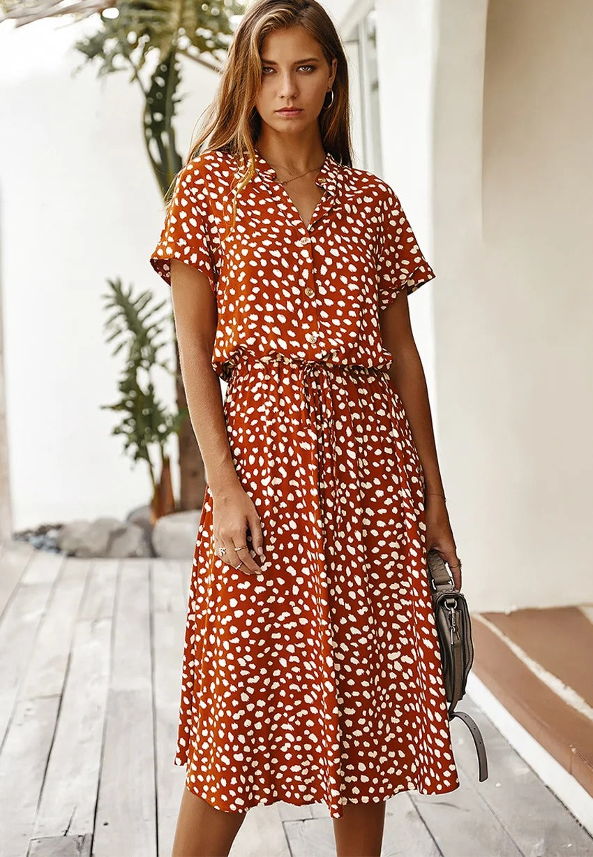 Zomerjurk met korte mouw en luchtige pasvorm – Elegant en comfortabel voor warme dagen