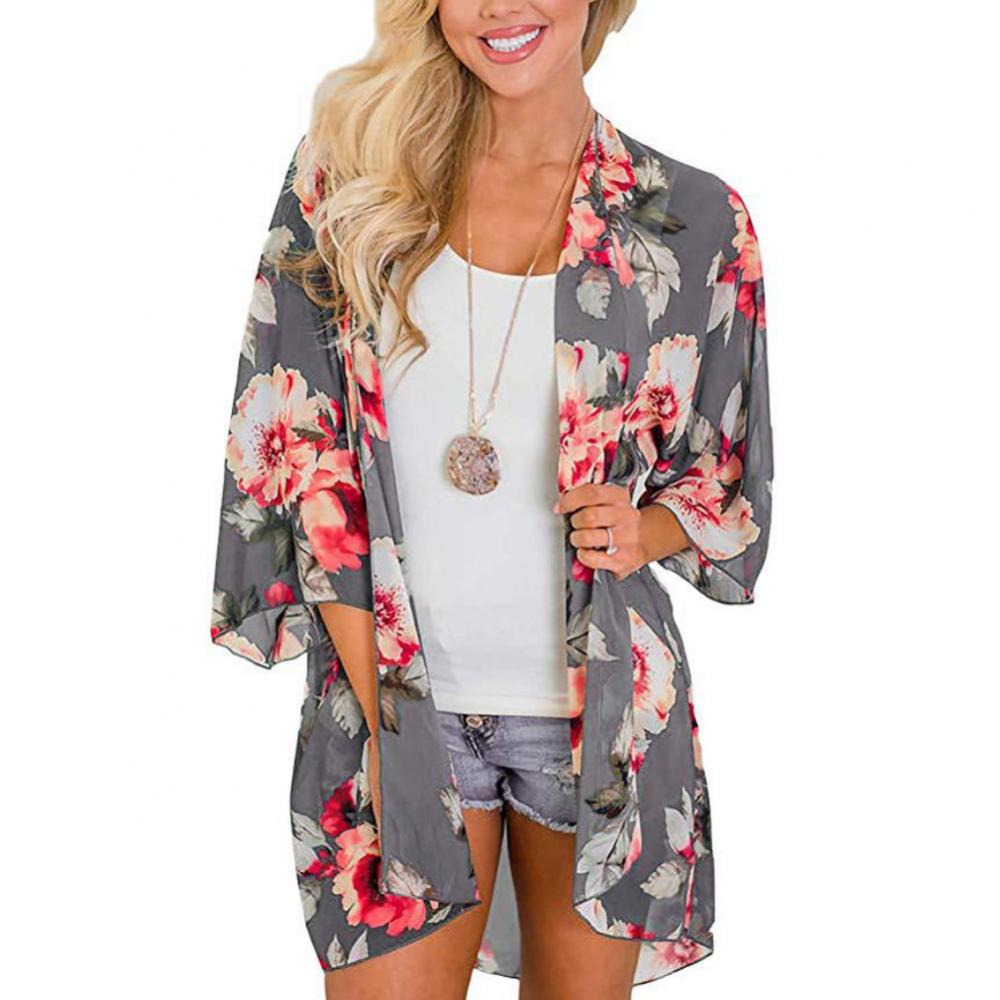 SandRoze - Chiffon kimono met halve mouw