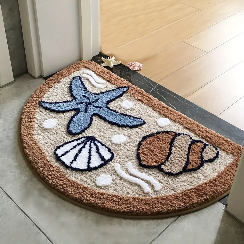 Handgetufte Badmat OceanCharm – Zeester- en Schelpmotieven