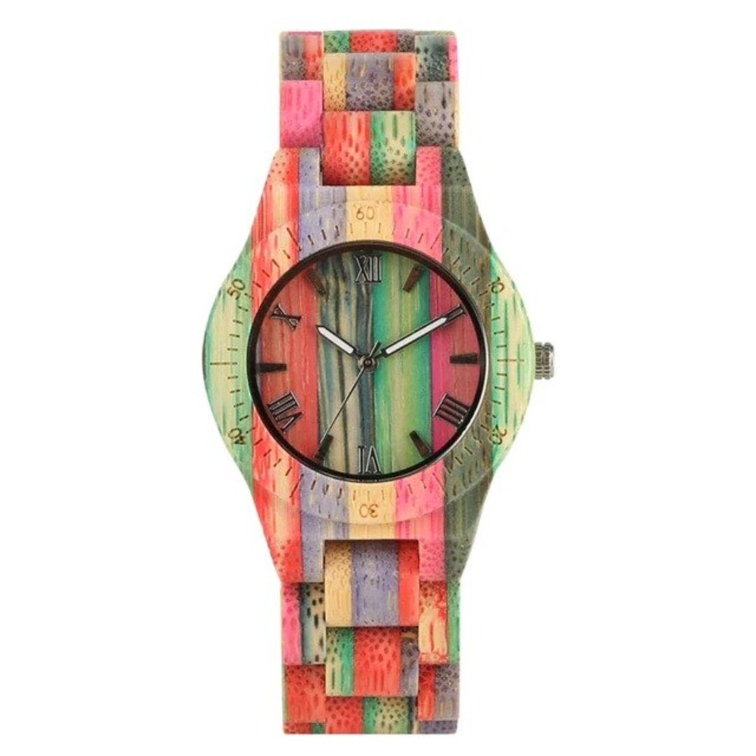 Bamboe regenboog horloge