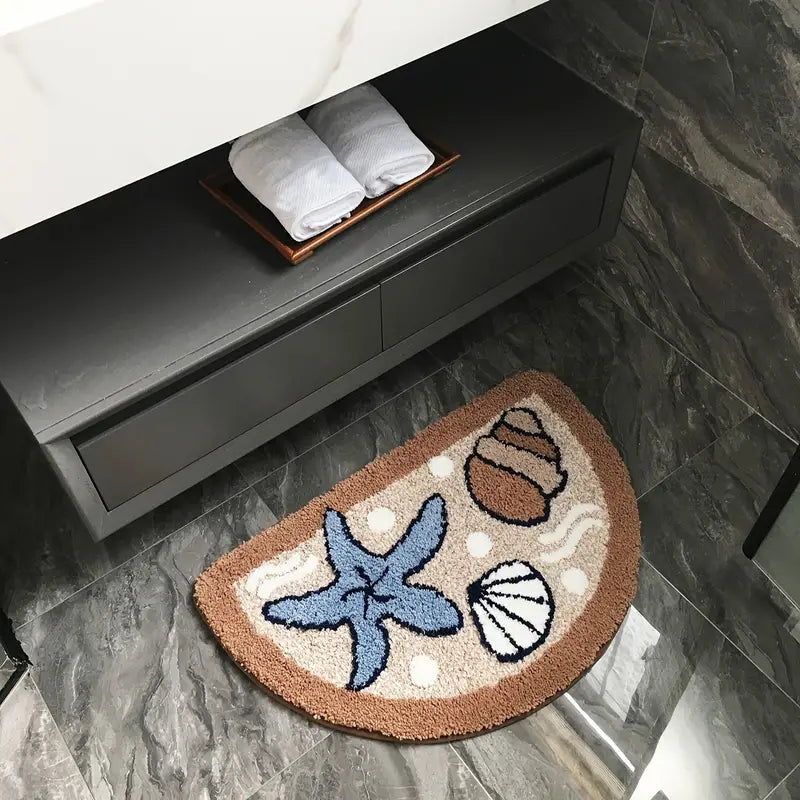 Handgetufte Badmat OceanCharm – Zeester- en Schelpmotieven