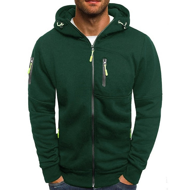 Mauro | Zachte duurzame katoenmix herfst hoodie voor heren met sportief ritsdesign