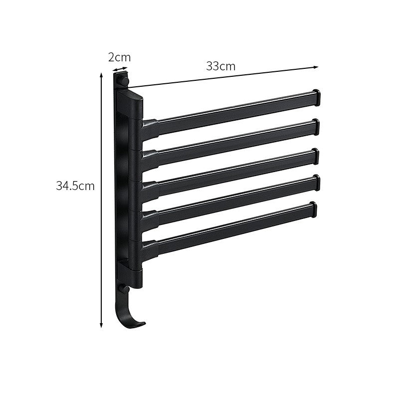 Handdoekrek MultiArms - 5-Armen Zwart Metalen Handdoekenhouder