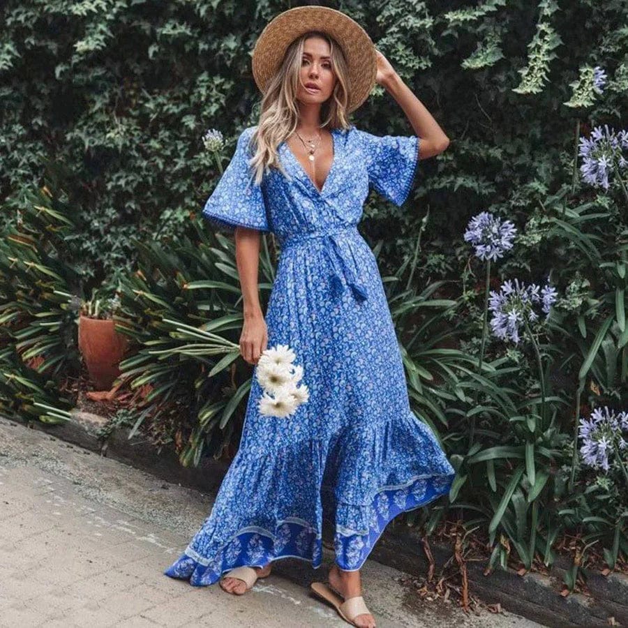 Katy - Blauwe zomerjurk