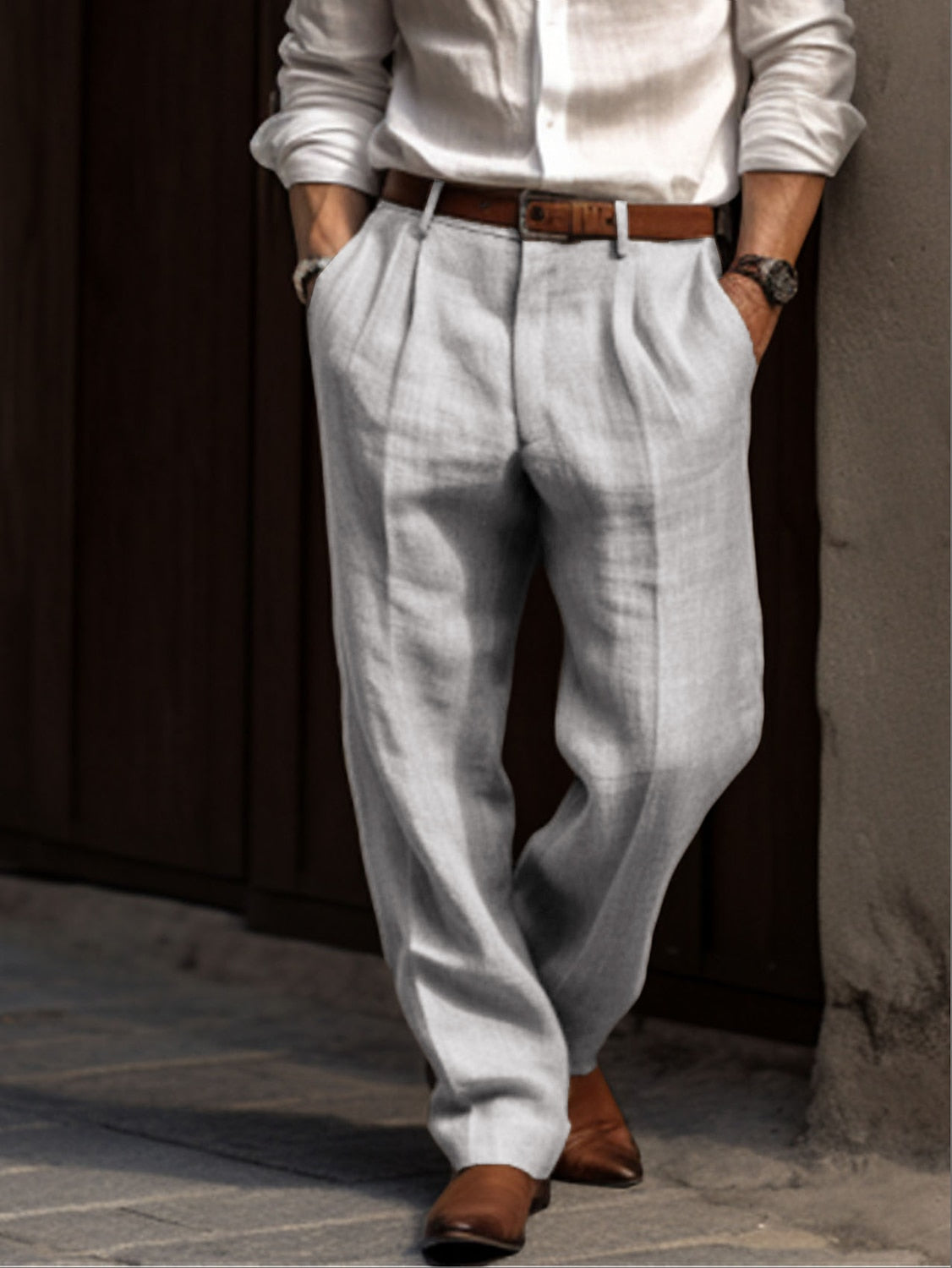 Plissé linnen herenbroek – Elegante stijl en ademend comfort voor elke gelegenheid