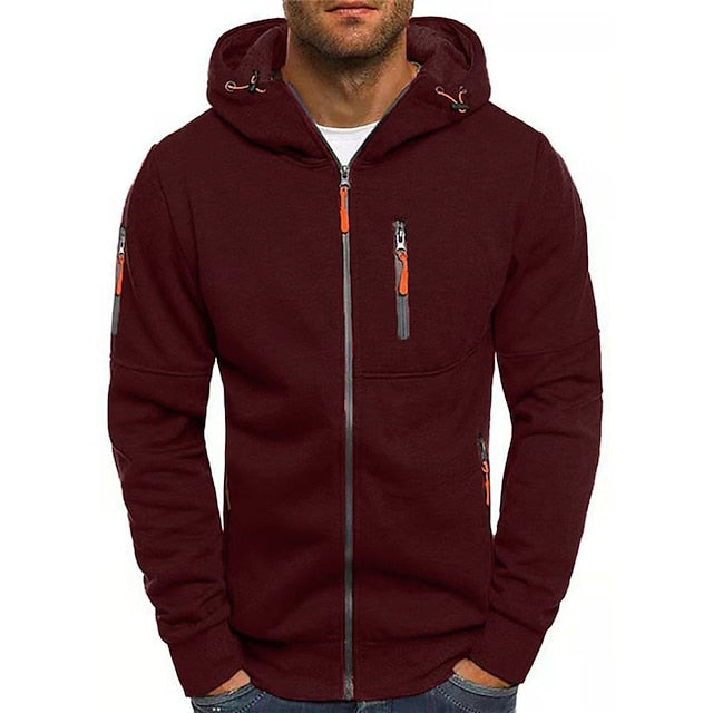 Mauro | Zachte duurzame katoenmix herfst hoodie voor heren met sportief ritsdesign