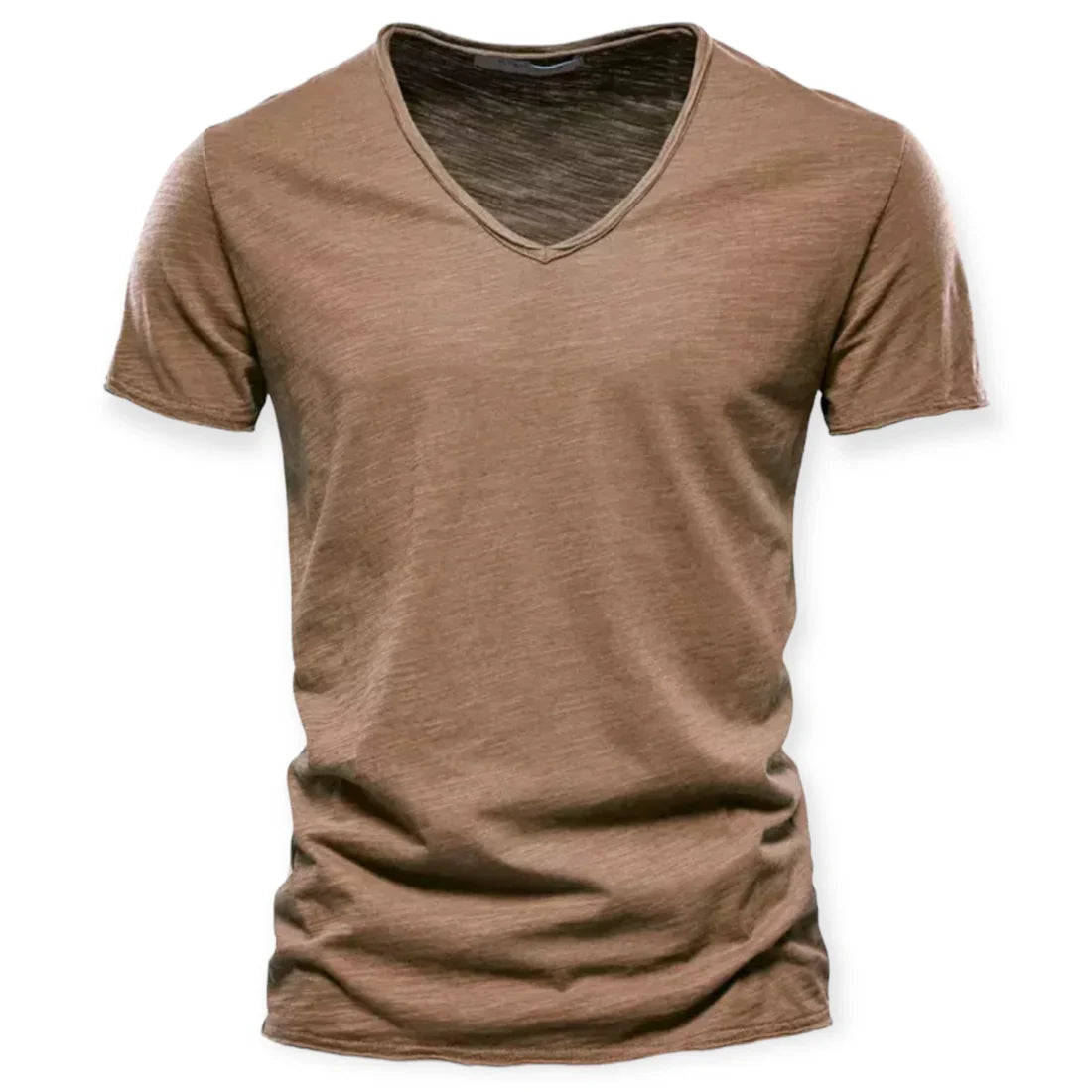 Lorenzo | Zacht ademend katoen t-shirt voor heren met moderne V-hals