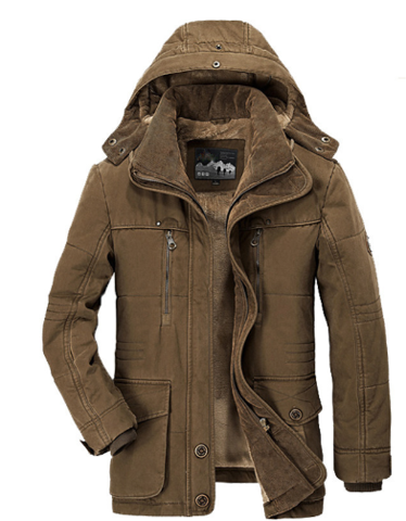 Damian | Warme fleece gevoerde polyester winterjas voor heren met capuchon en modern design