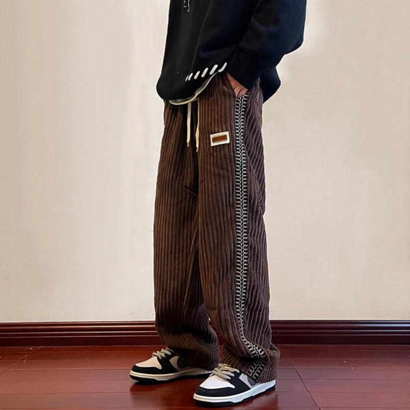 Heren joggingbroek corduroy – Wijd model met zachte ribstof en casual-chique uitstraling