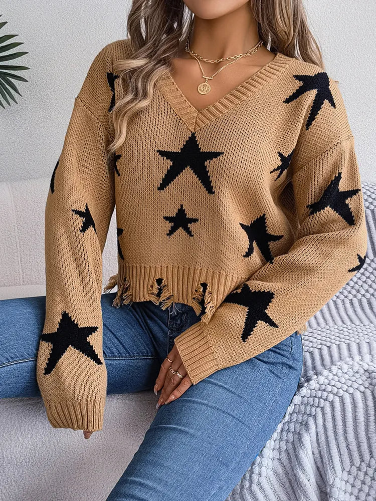Juna - Ripped trui met sterren