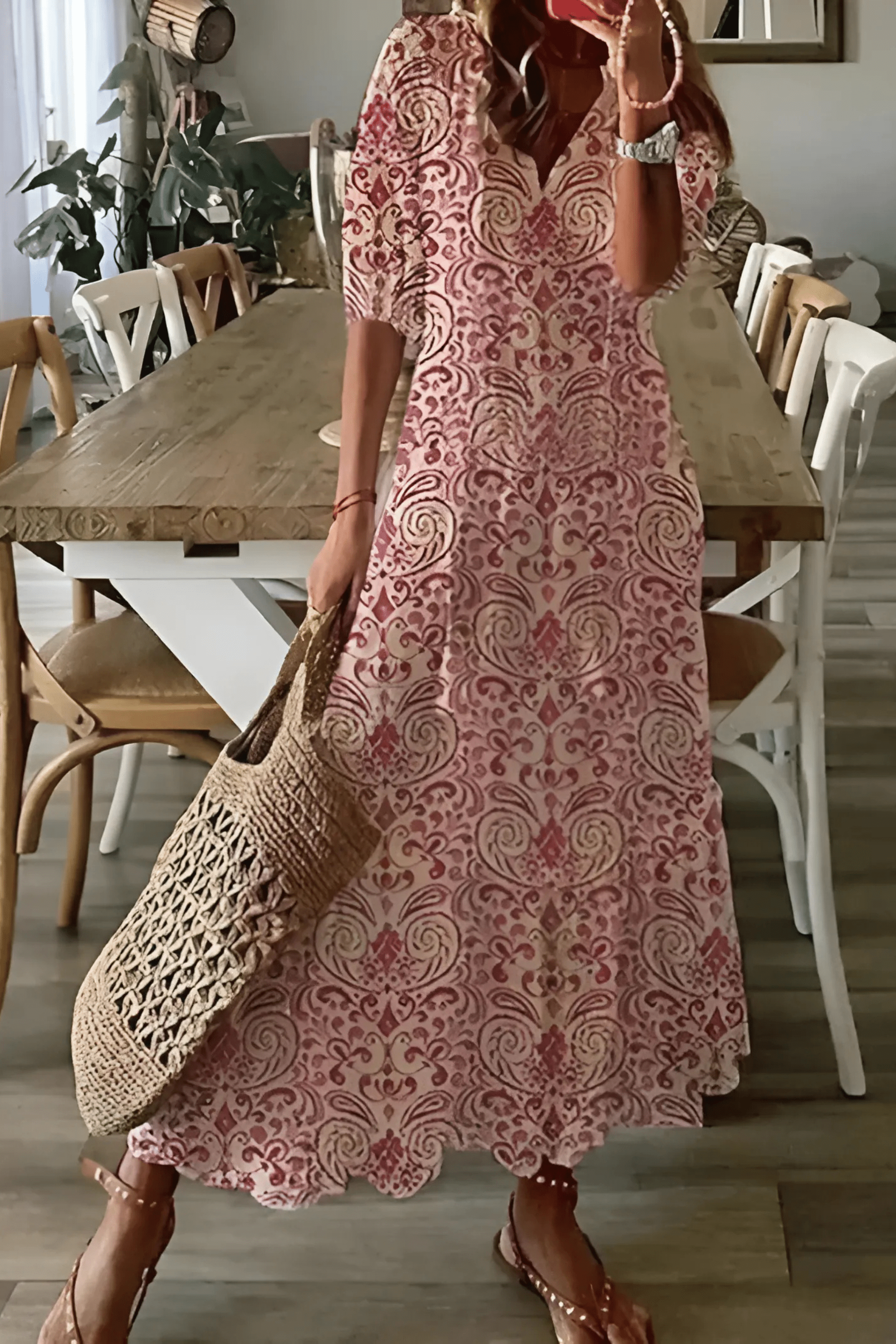 Kiki - Lichte midi jurk met print dames