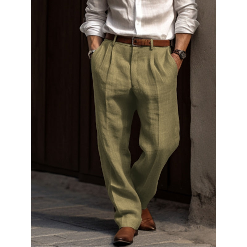 Plissé linnen herenbroek – Elegante stijl en ademend comfort voor elke gelegenheid