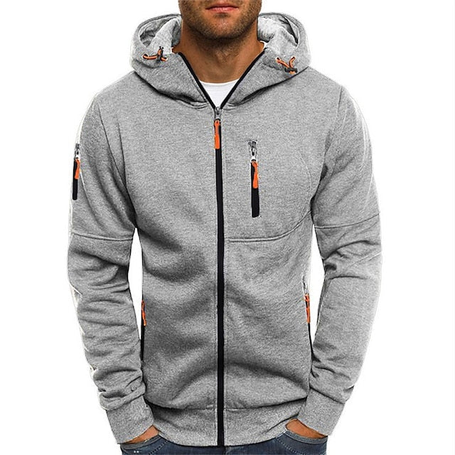 Mauro | Zachte duurzame katoenmix herfst hoodie voor heren met sportief ritsdesign