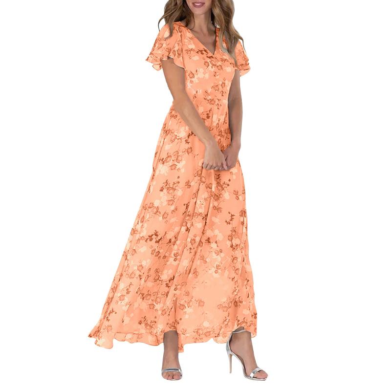 Zomerse midi-jurk met bloemenprint en vlindermouwen – elegantie voor elke zomerdag