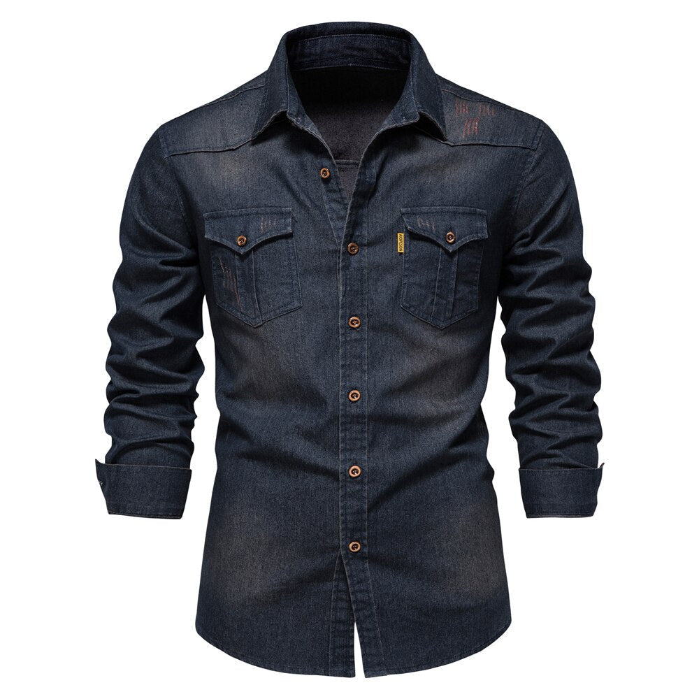 Elias - Denim Overhemd met Moderne Pasvorm