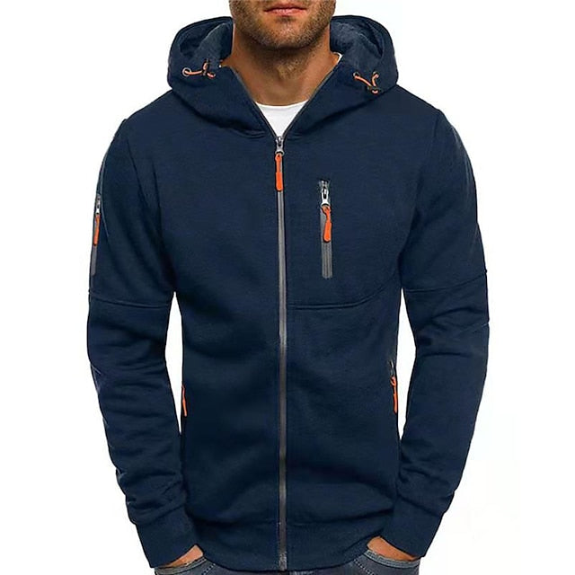 Mauro | Zachte duurzame katoenmix herfst hoodie voor heren met sportief ritsdesign